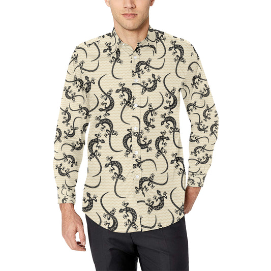 lizard Pattern Print Design 02 Men's Long Sleeve Shirt