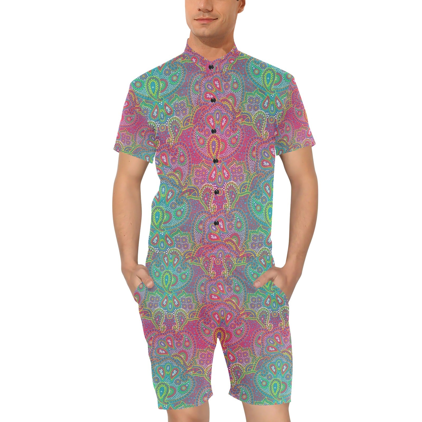 Boho Pattern Print Design 02 Men's Romper