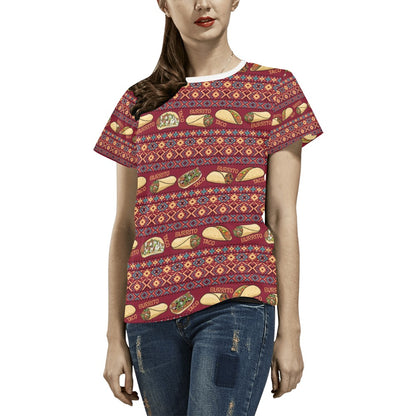Burrito Taco Print Design LKS302 Women's  T-shirt