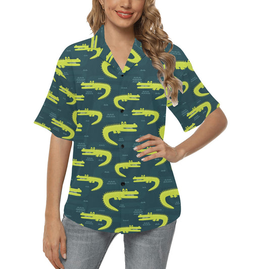 Alligator Pattern Print Design 03 Women's Hawaiian Shirt