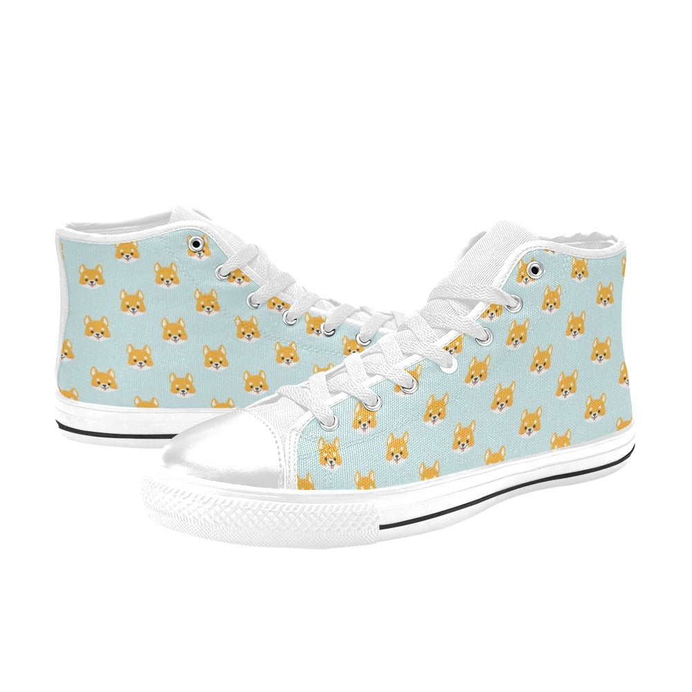 Shiba Inu Print Design LKS301 High Top Women's White Shoes