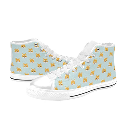 Shiba Inu Print Design LKS301 High Top Women's White Shoes