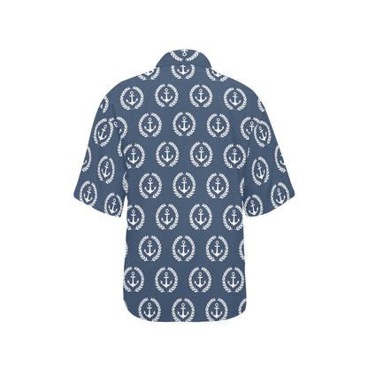 Anchor Pattern Print Design 04 Women's Hawaiian Shirt