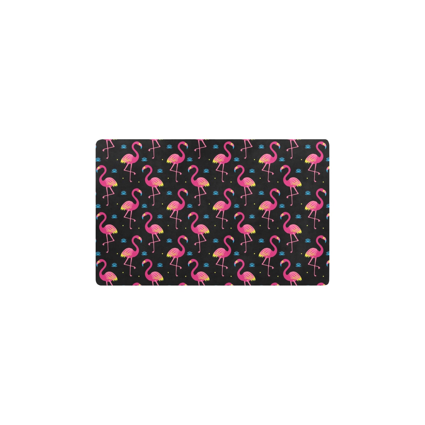 Flamingo Pink Neon Print Pattern Kitchen Mat