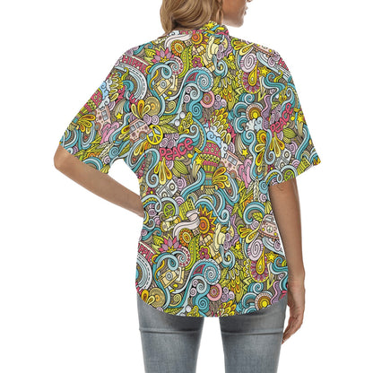 Hippie Print Design LKS301 Women's Hawaiian Shirt