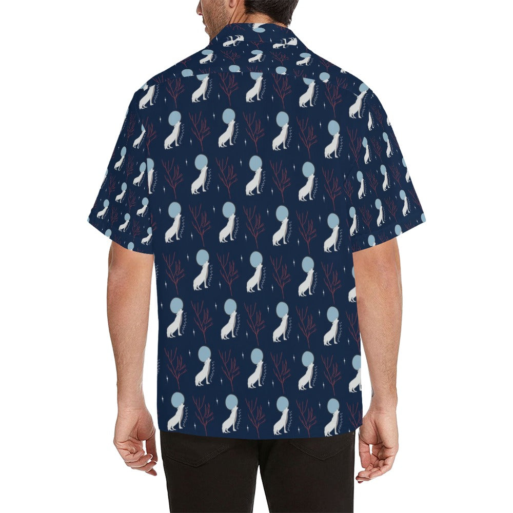 Wolf Moon Print Design LKS304 Men's Hawaiian Shirt