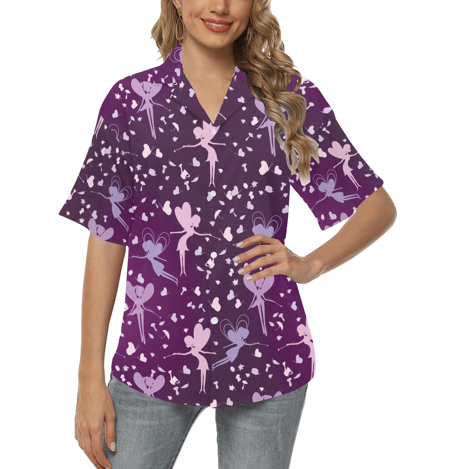 Fairy Pink Print Pattern Women's Hawaiian Shirt