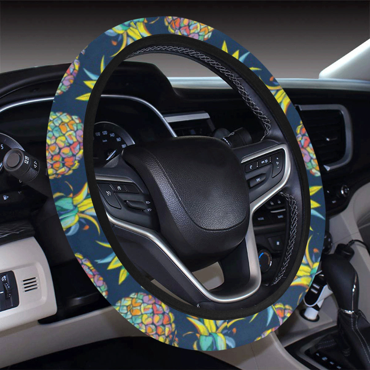 Pineapple Color Art Steering Wheel Cover with Elastic Edge