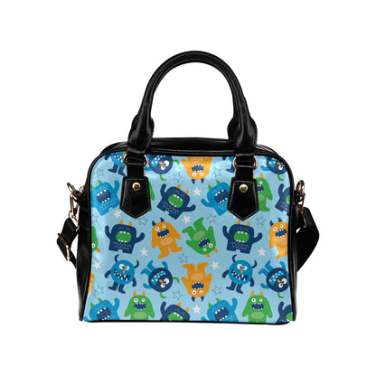 Monster Cartoon Pattern Print Design 04 Shoulder Handbag