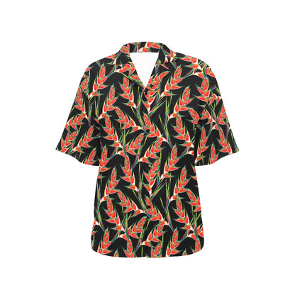 Heliconia Pattern Print Design HL010 Women's Hawaiian Shirt