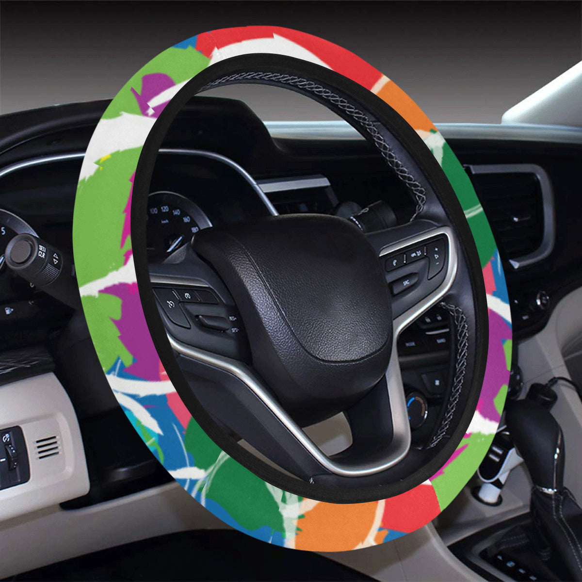 Peace Sign Colorful Pattern Print Design A02 Steering Wheel Cover with Elastic Edge