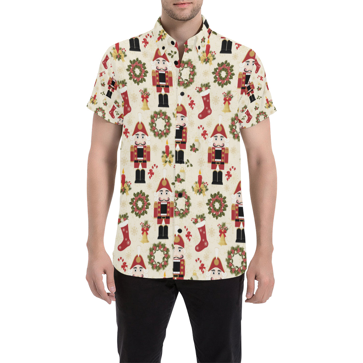Nutcracker Pattern Print Design A01 Men's Short Sleeve Button Up Shirt
