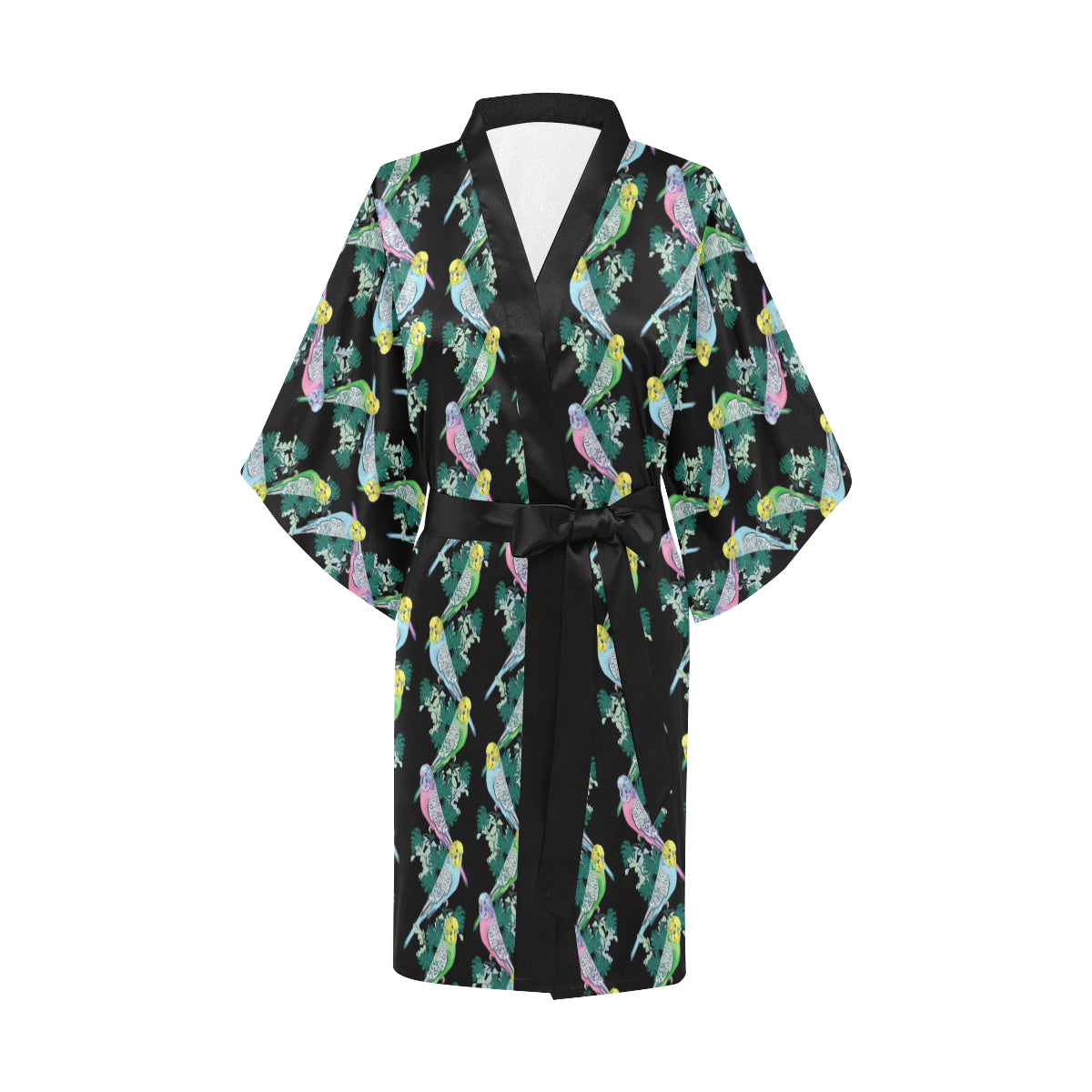 Budgerigar Pattern Print Design 03 Women's Short Kimono