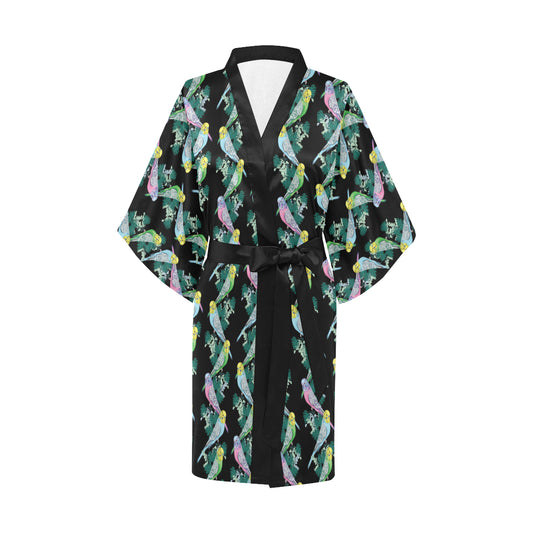 Budgerigar Pattern Print Design 03 Women's Short Kimono