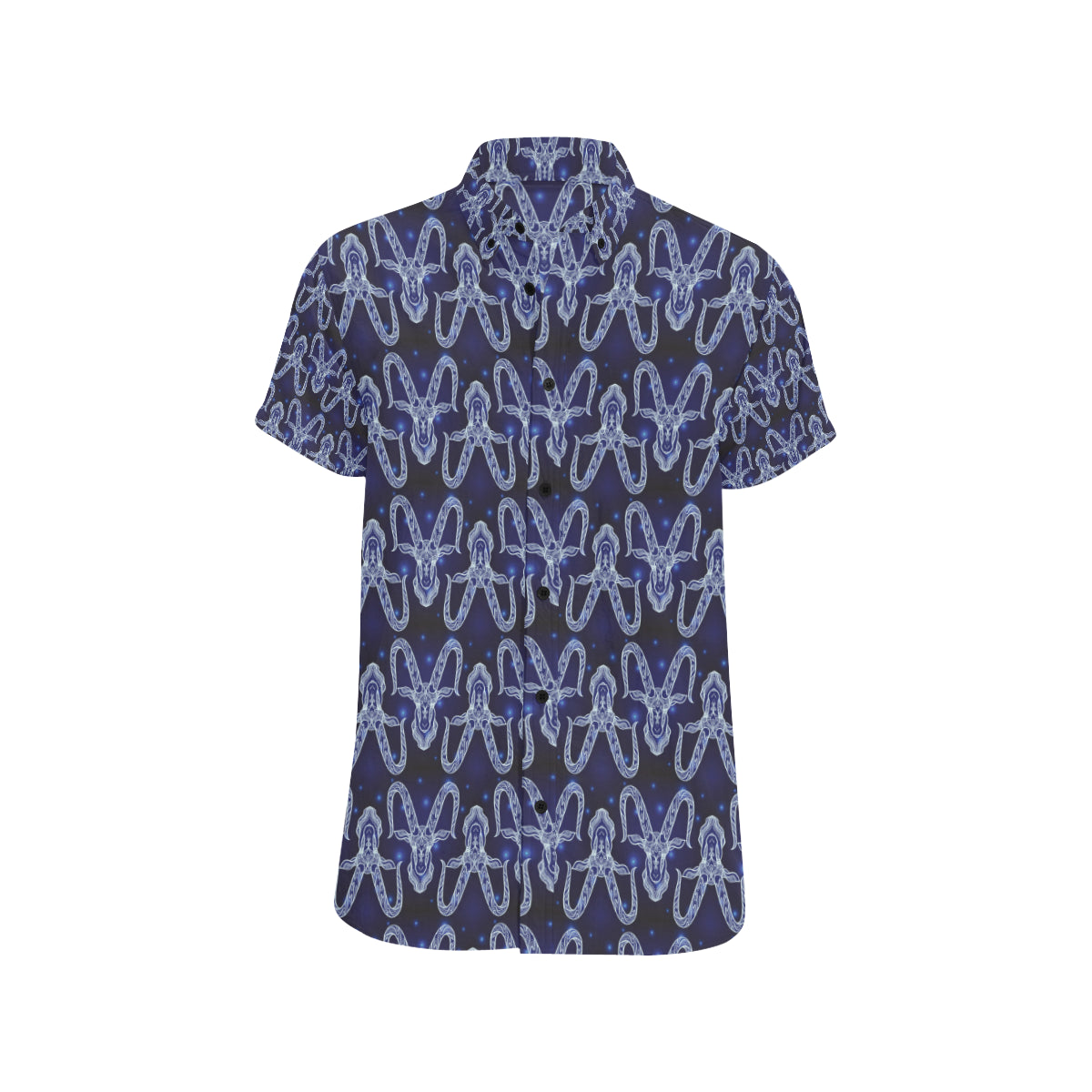 Capricorn Zodiac Pattern Print Design 03 Men's Short Sleeve Button Up Shirt