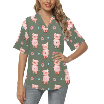Pig Pattern Print Design 03 Women's Hawaiian Shirt