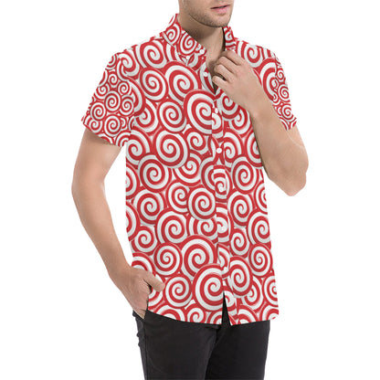 Candy Pattern Print Design 03 Men's Short Sleeve Button Up Shirt