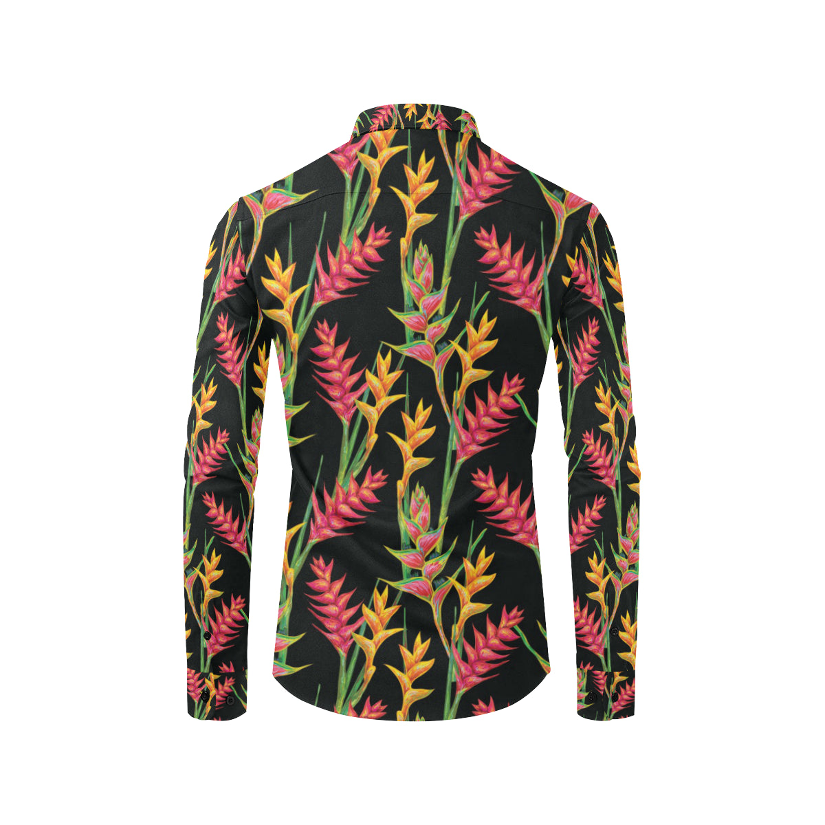 Heliconia Pattern Print Design HL01 Men's Long Sleeve Shirt