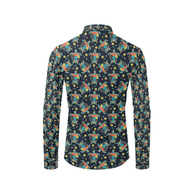 Sea Turtle Colorful with bubble Print Men's Long Sleeve Shirt