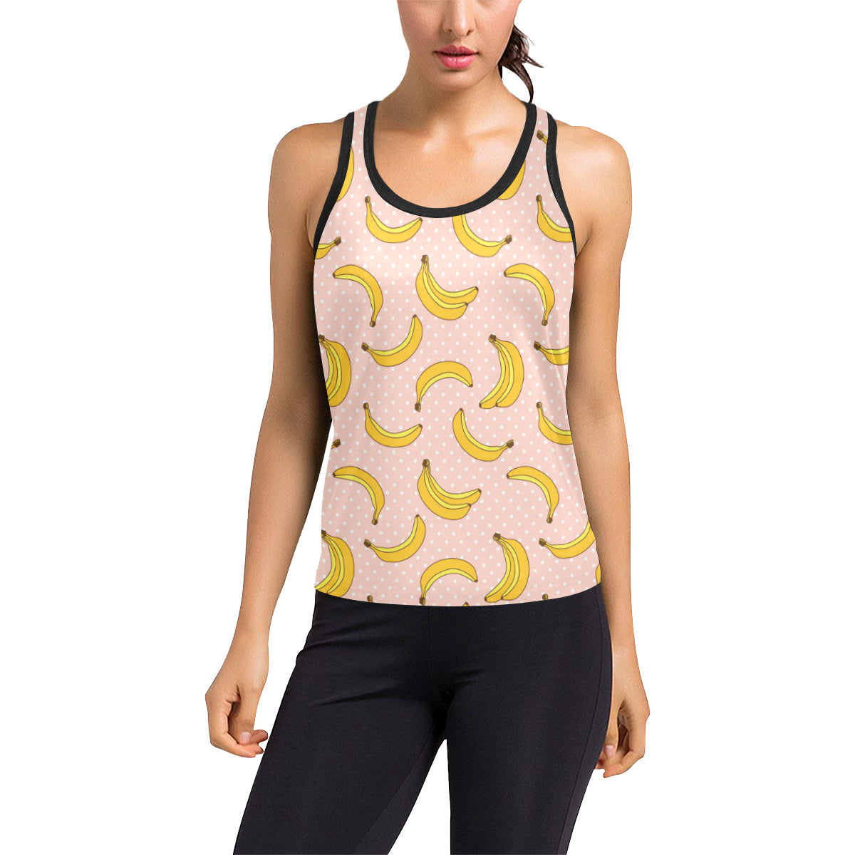 Banana Pattern Print Design BA06 Women's Racerback Tank Top
