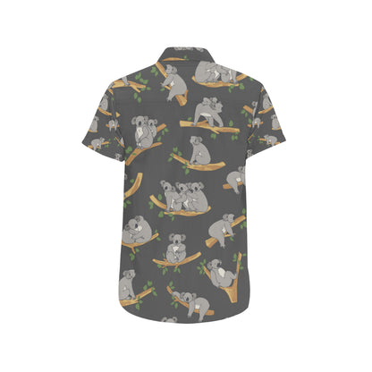 Koala Pattern Print Design 07 Men's Short Sleeve Button Up Shirt