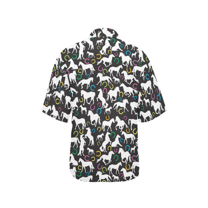 Horse Hoof Colorful Print Design LKS301 Women's Hawaiian Shirt