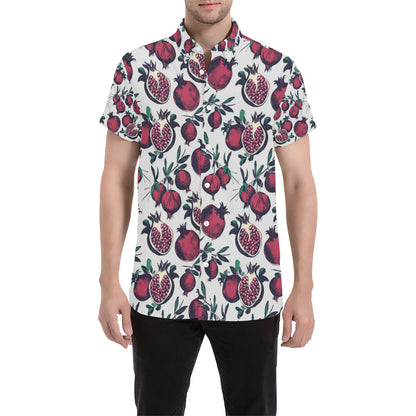 Pomegranate Pattern Print Design PG01 Men's Short Sleeve Button Up Shirt