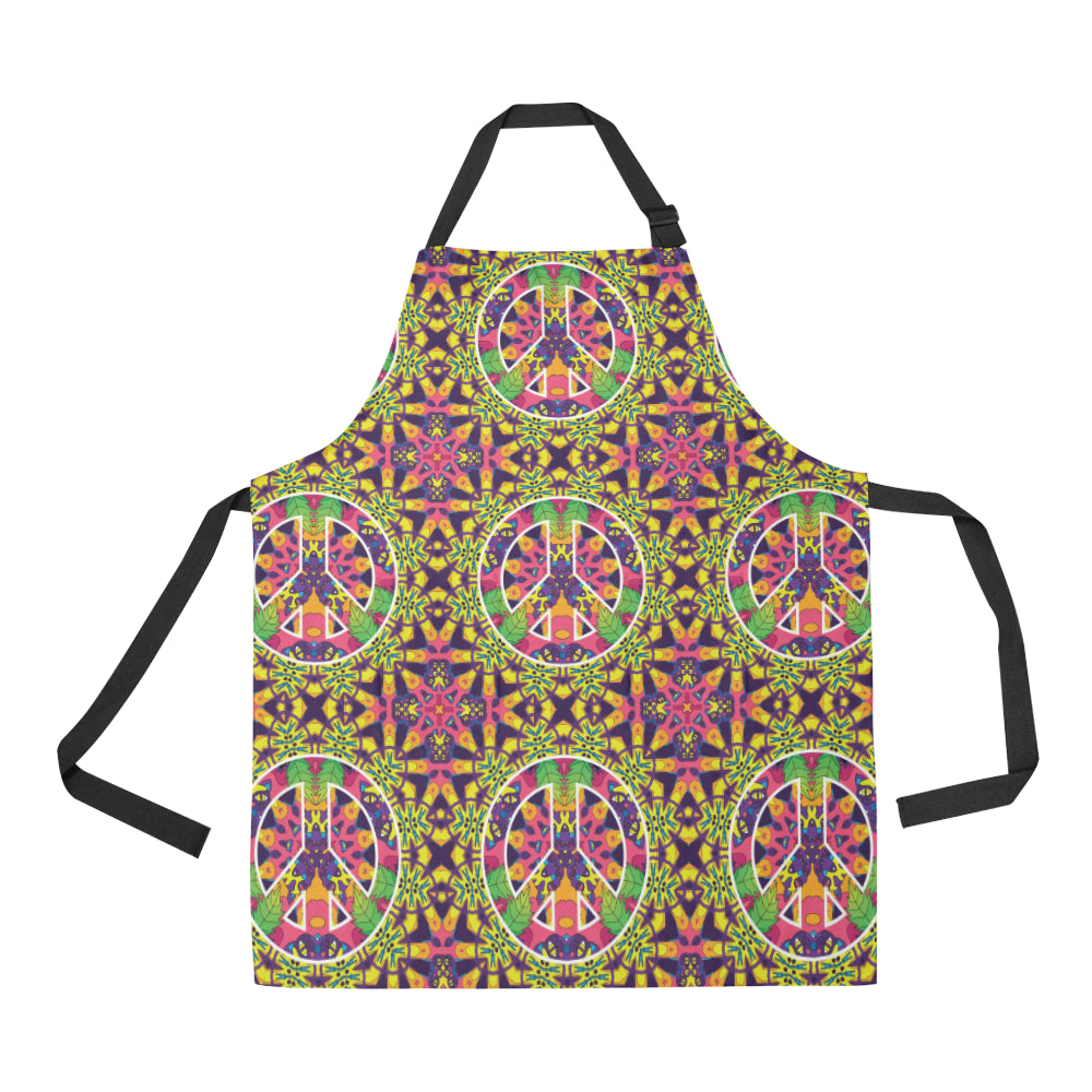 Peace Sign Pattern Print Design A04 Apron with Pocket