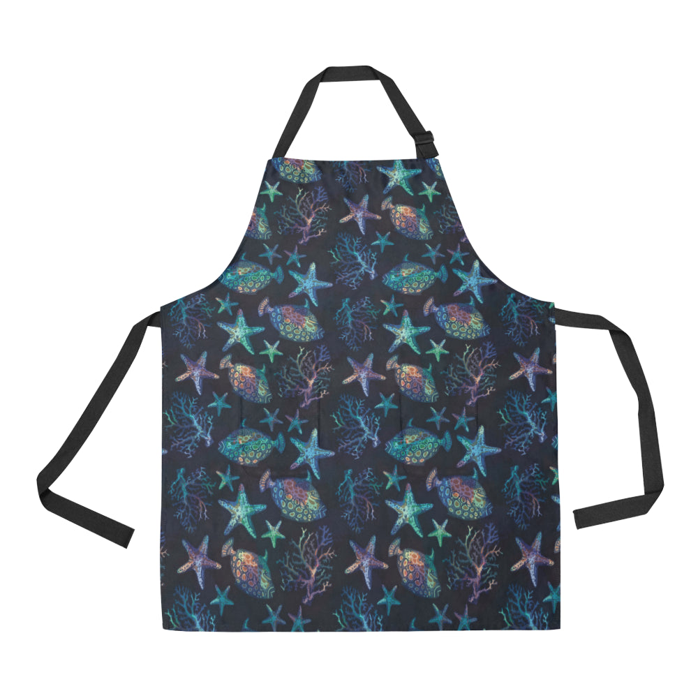 Starfish Pattern Print Design 01 Apron with Pocket