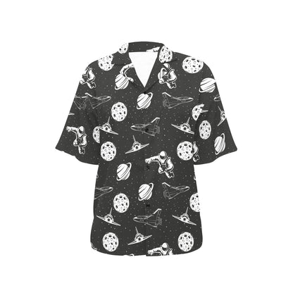 Space Astronauts Print Women's Hawaiian Shirt