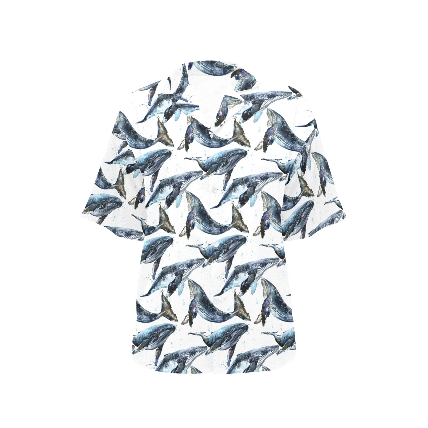 Blue Whale Pattern Print Design 03 Women's Hawaiian Shirt