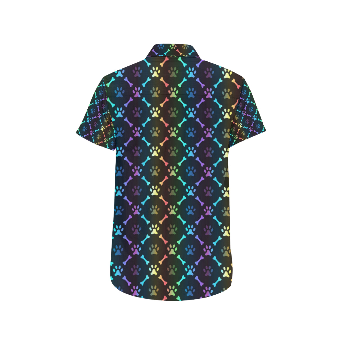 Paw Rainbow Pattern Print Design A01 Men's Short Sleeve Button Up Shirt
