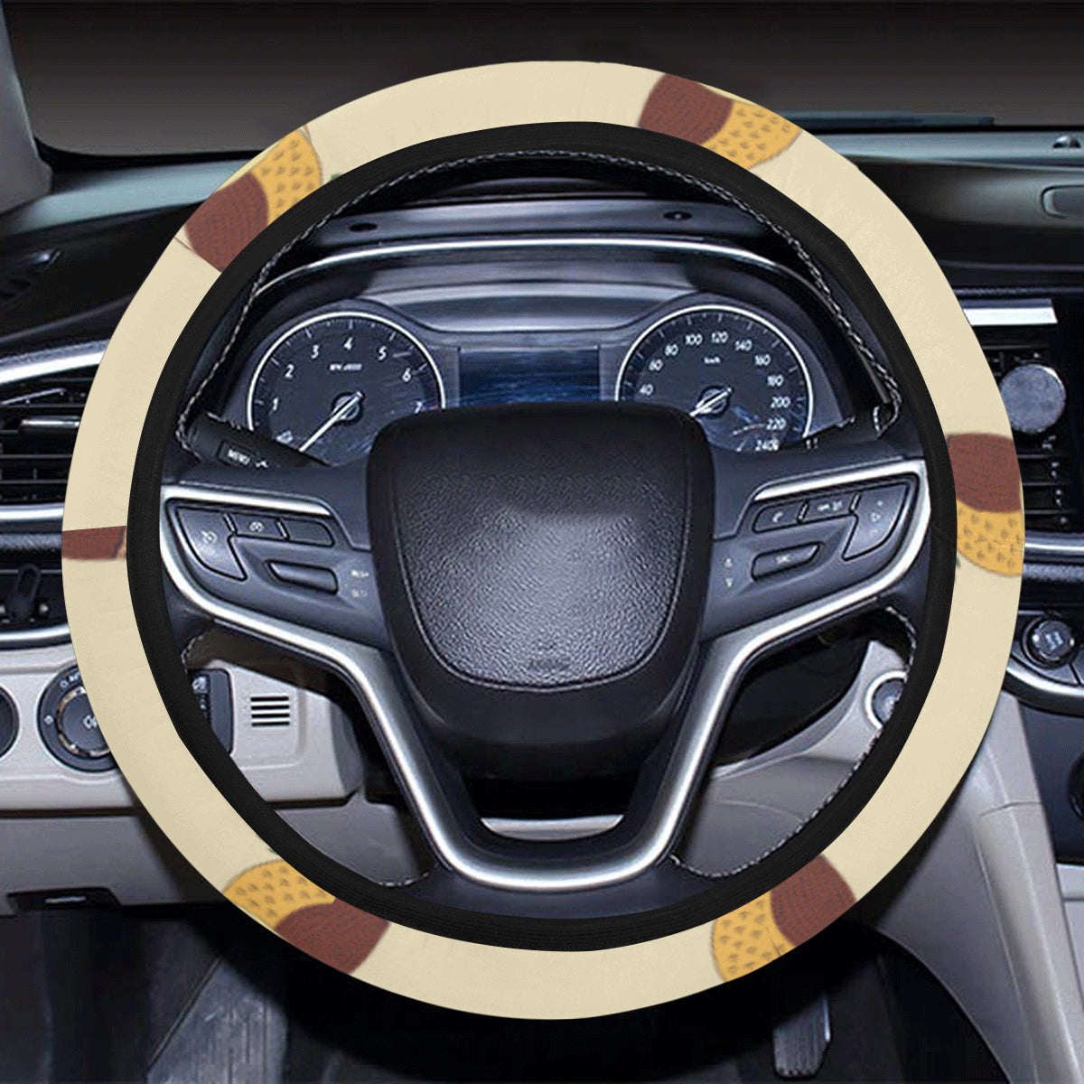 Owl Pattern Print Design A07 Steering Wheel Cover with Elastic Edge