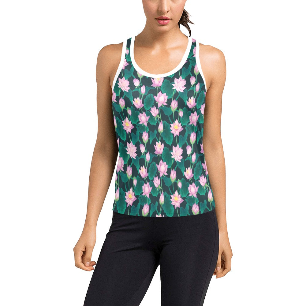 Water Lily Print Design LKS302 Women's Racerback Tank Top