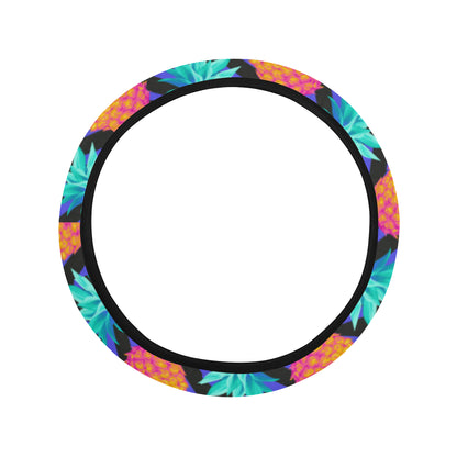 Pineapple Color Art Pattern Steering Wheel Cover with Elastic Edge