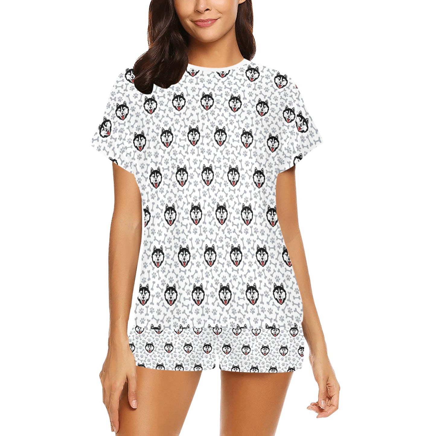 Siberian Huskies Print Design LKS305 Women's Short Pajama Set