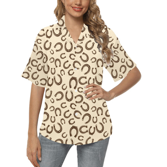 Horseshoe Print Design LKS302 Women's Hawaiian Shirt