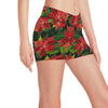 Poinsettia Pattern Print Design POT04 Yoga Shorts