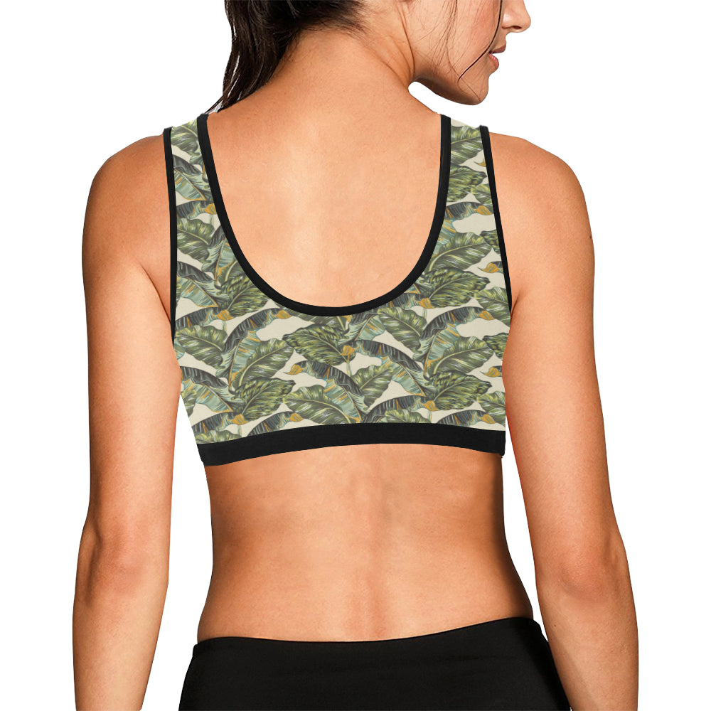 Banana Leaf Pattern Print Design 04 Sports Bra