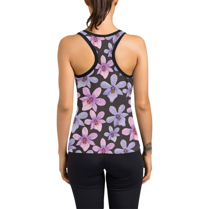 Orchid Pattern Print Design OR08 Women's Racerback Tank Top