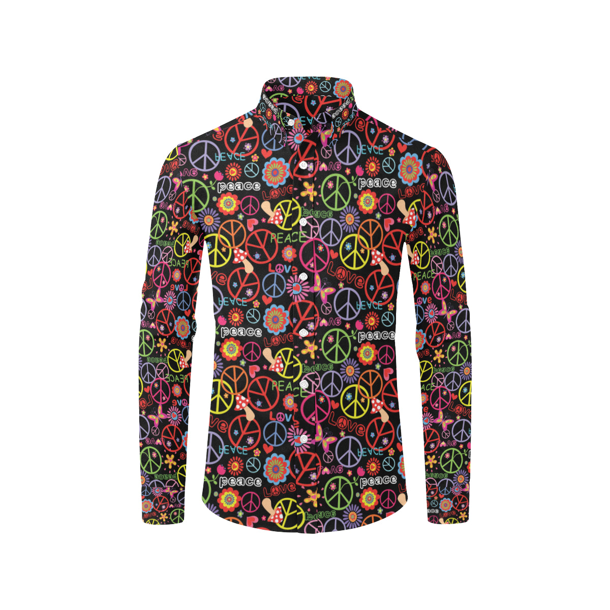 Peace Sign Colorful Design Print Men's Long Sleeve Shirt