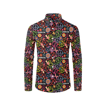 Peace Sign Colorful Design Print Men's Long Sleeve Shirt