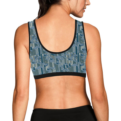 City  Pattern Print Design 01 Sports Bra
