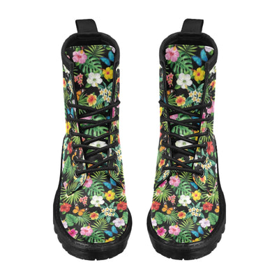 Hibiscus With Butterfly Print Design LKS305 Women's Boots