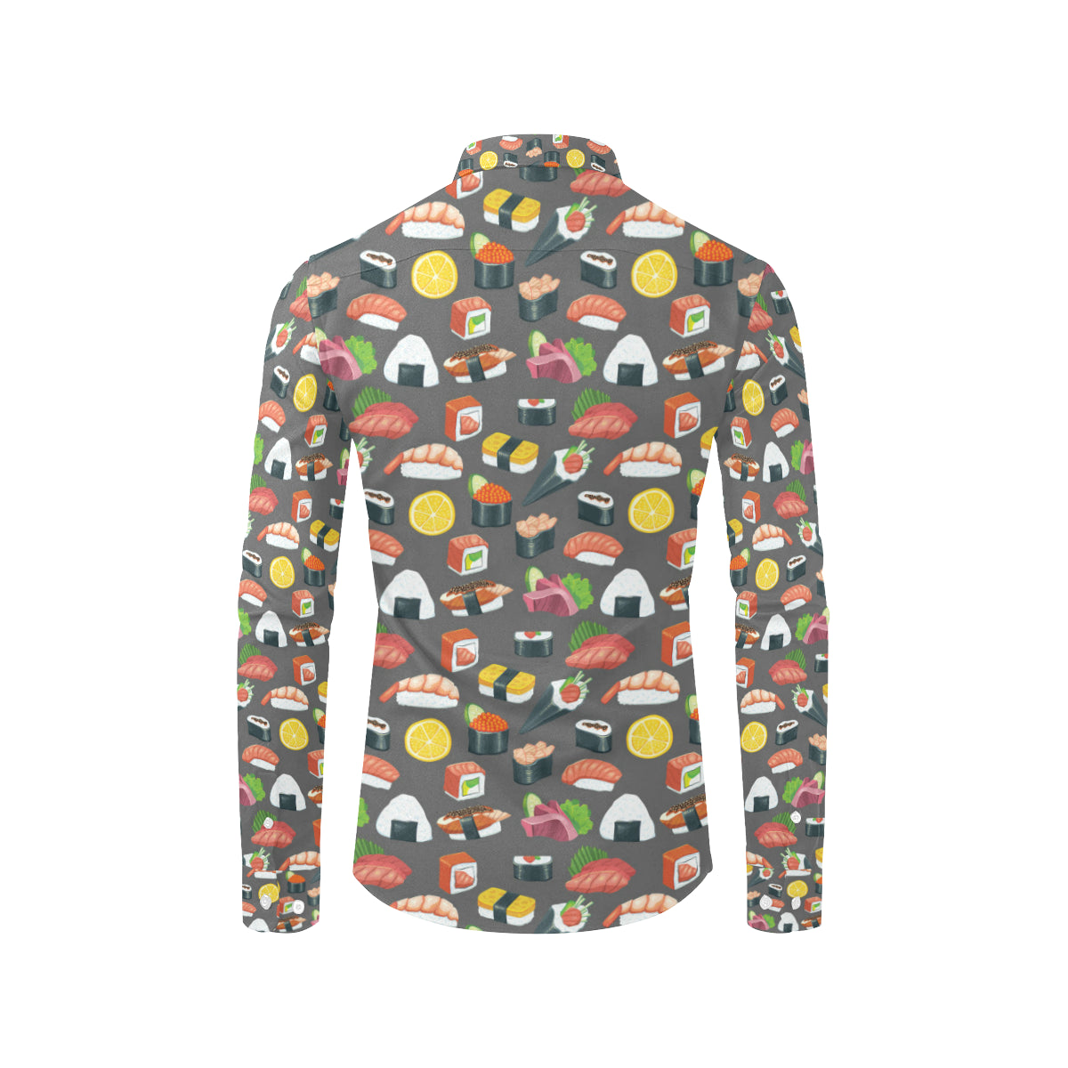 Sushi Pattern Print Men's Long Sleeve Shirt