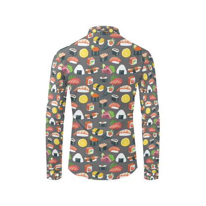 Sushi Pattern Print Men's Long Sleeve Shirt