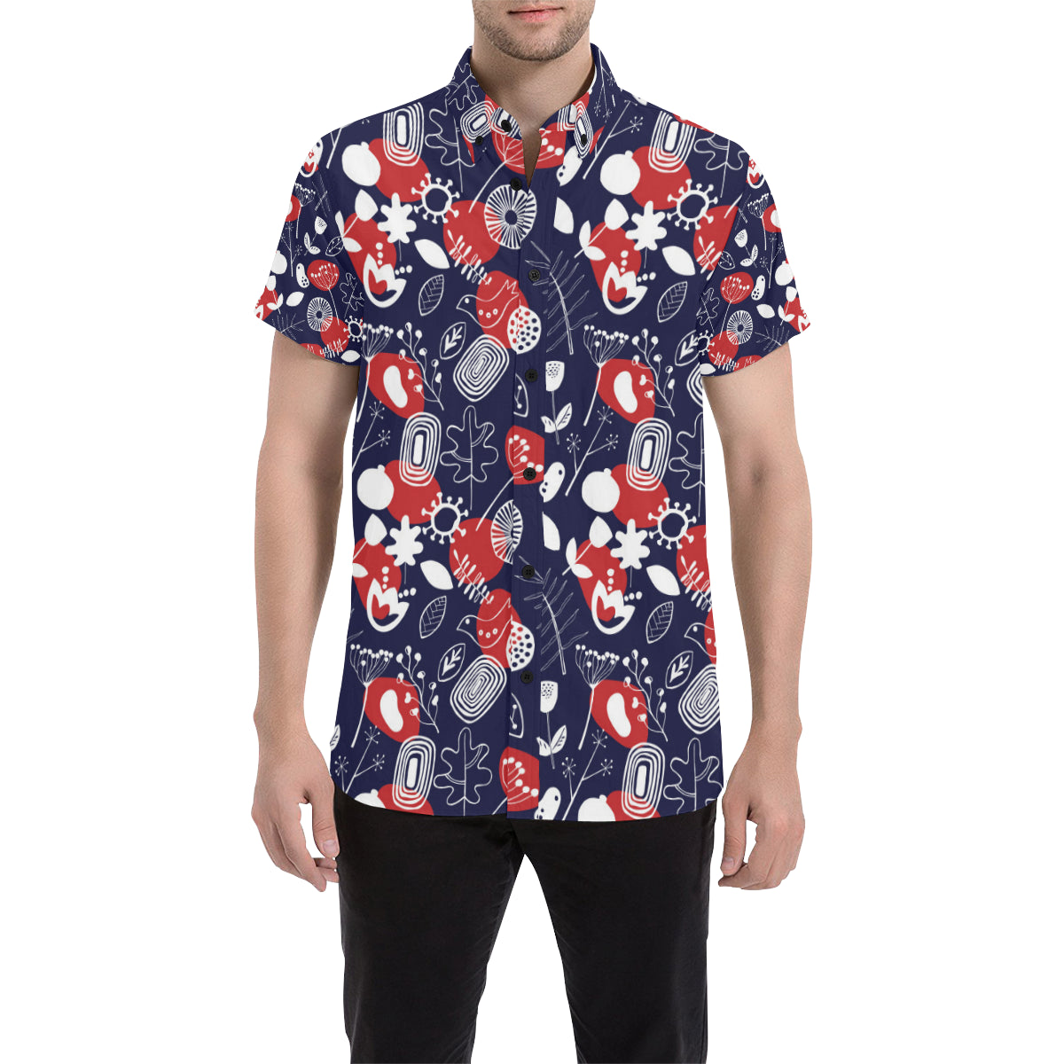 Nordic Pattern Print Design A02 Men's Short Sleeve Button Up Shirt