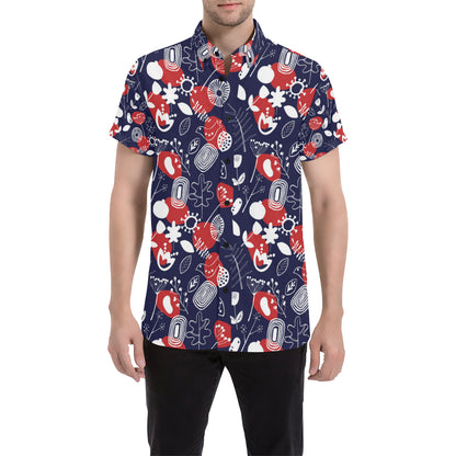 Nordic Pattern Print Design A02 Men's Short Sleeve Button Up Shirt