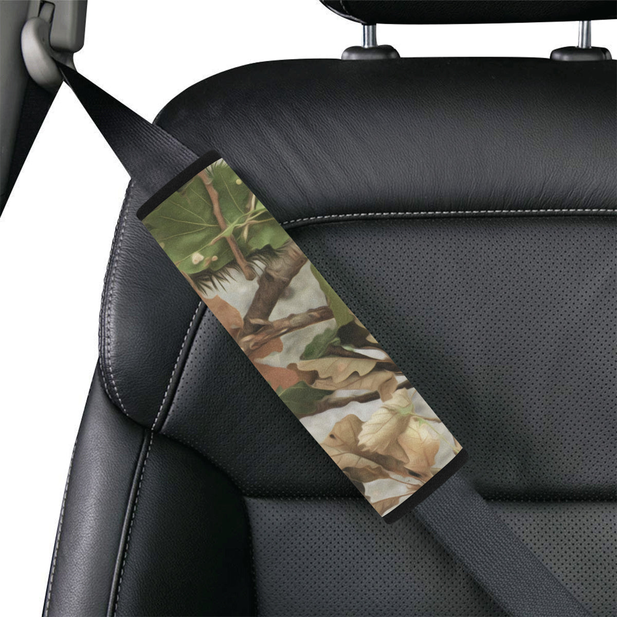 Camo Realistic Tree Forest Print Car Seat Belt Cover