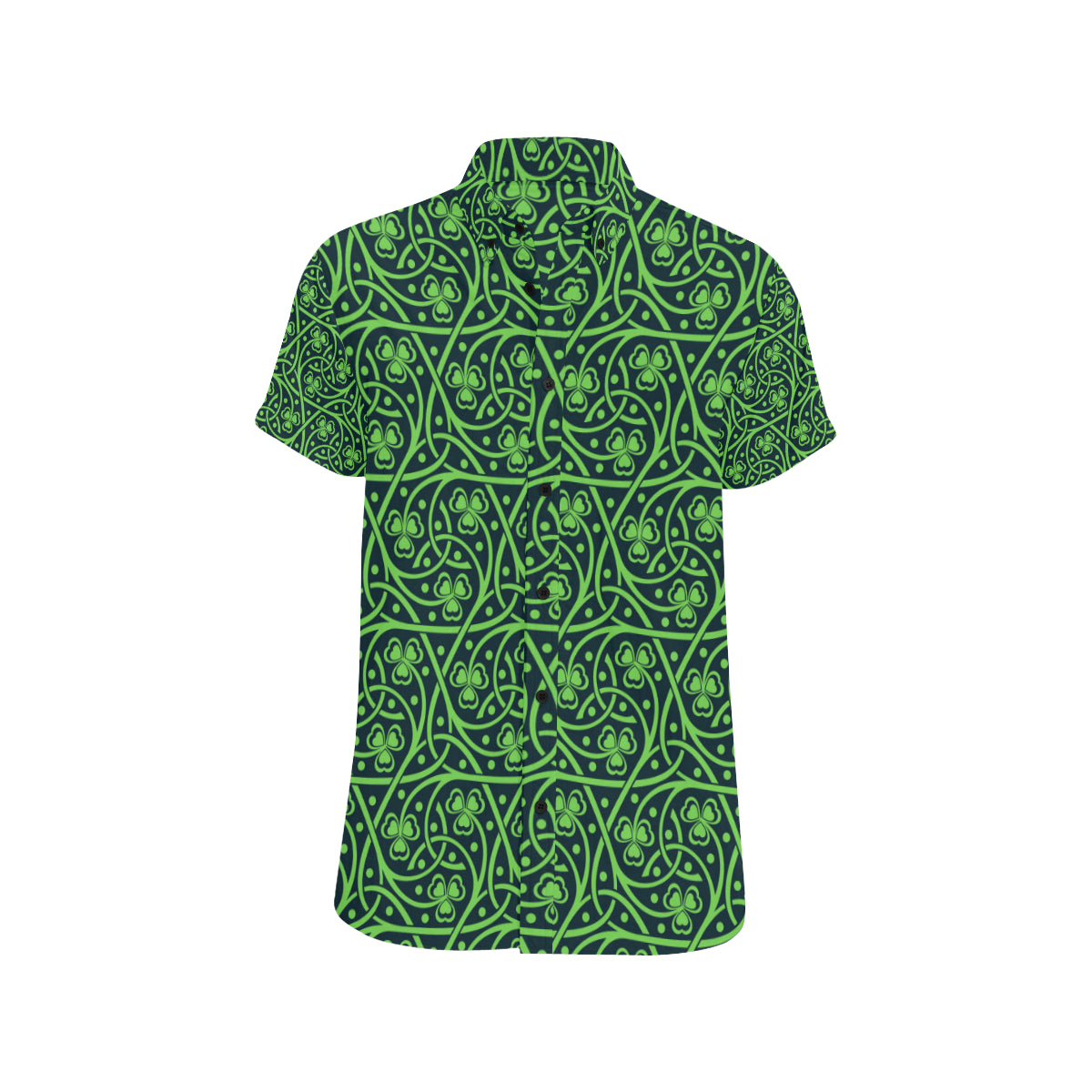 Shamrock Themed Print Men's Short Sleeve Button Up Shirt